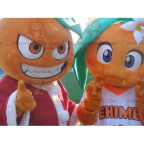 2 giant orange BIGGYMONKEY™s mascot - Biggymonkey.com