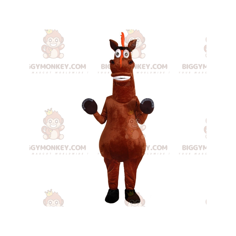 Fato de mascote BIGGYMONKEY™ de cavalo castanho muito