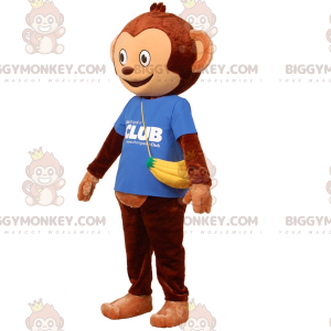 Brown Monkey BIGGYMONKEY™ Mascot Costume with Banana Bag -