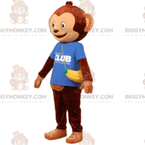 Bruin aap BIGGYMONKEY™ mascottekostuum met bananenzak -