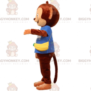 Costume mascotte BIGGYMONKEY™ scimmia marrone con borsa a