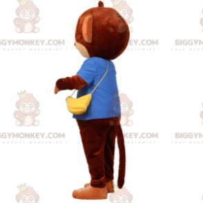 Costume de mascotte BIGGYMONKEY™ de singe marron avec un sac en