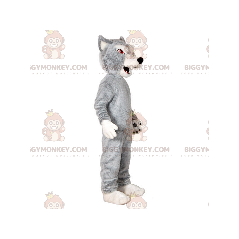 Grå og hvid ulv BIGGYMONKEY™ maskotkostume. Ulvehund