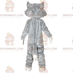 Costume da mascotte BIGGYMONKEY™ lupo grigio e bianco. Costume