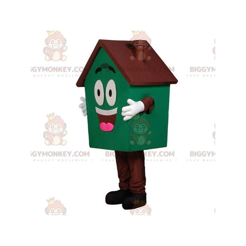 Bardzo uśmiechnięty kostium maskotki zielono-brązowy Giant