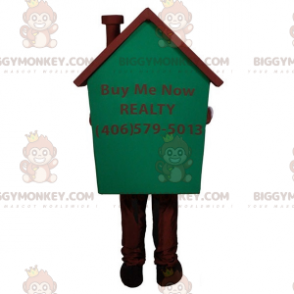 Very Smiling Green and Brown Giant House BIGGYMONKEY™ Mascot