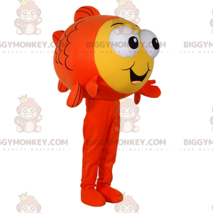 Kostým oranžová a žlutá ryba BIGGYMONKEY™ maskot s očima