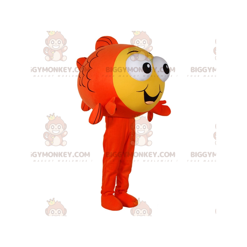 Traje de mascote de peixe laranja e amarelo BIGGYMONKEY™ com