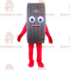 Costume de mascotte BIGGYMONKEY™ de pneu géant très souriant.