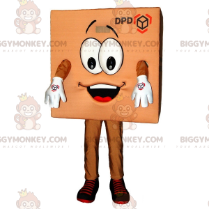 Costume da mascotte BIGGYMONKEY™ in cartone marrone sorridente