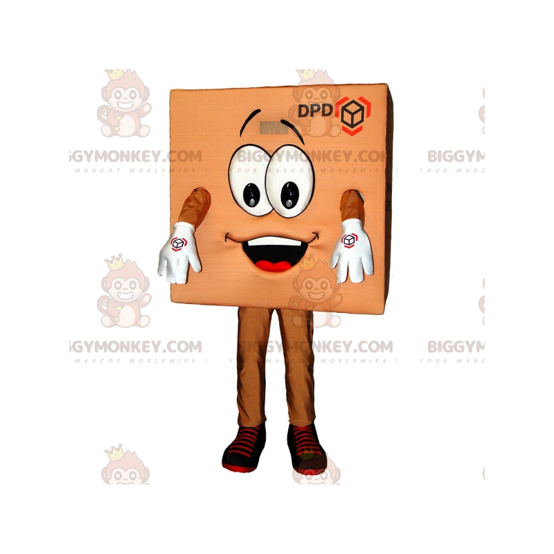 Costume da mascotte BIGGYMONKEY™ in cartone marrone sorridente