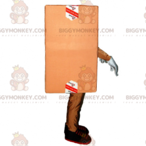 Smiling Brown Delivery Parcel Cardboard BIGGYMONKEY™ Mascot
