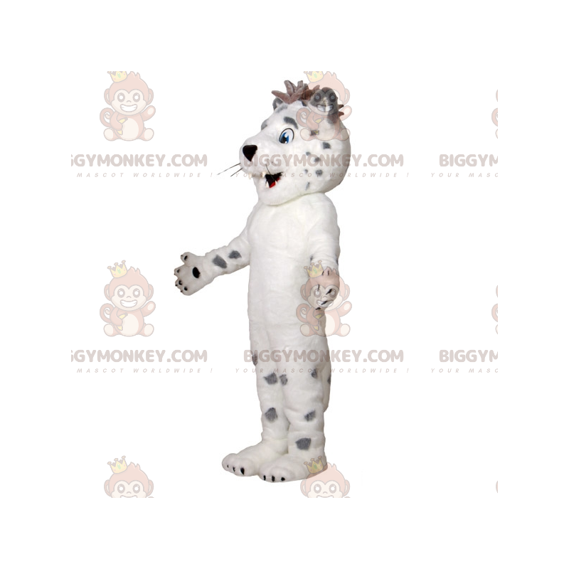 BIGGYMONKEY™ Cute Soft And Furry White And Gray Tiger Mascot