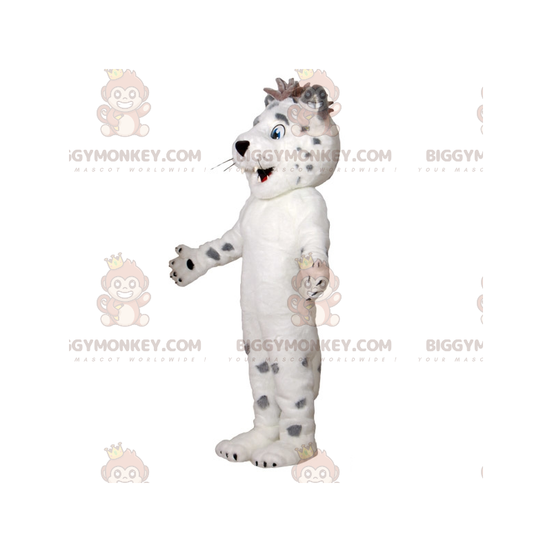 Traje de mascote de tigre branco e cinza fofo, macio e peludo