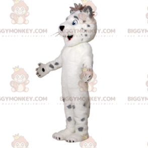 Traje de mascote de tigre branco e cinza fofo, macio e peludo