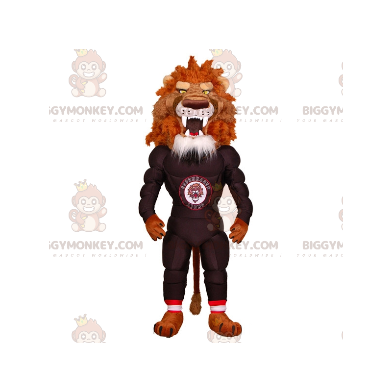 BIGGYMONKEY™ Mascot Costume Very Muscular Intimidating Lion In