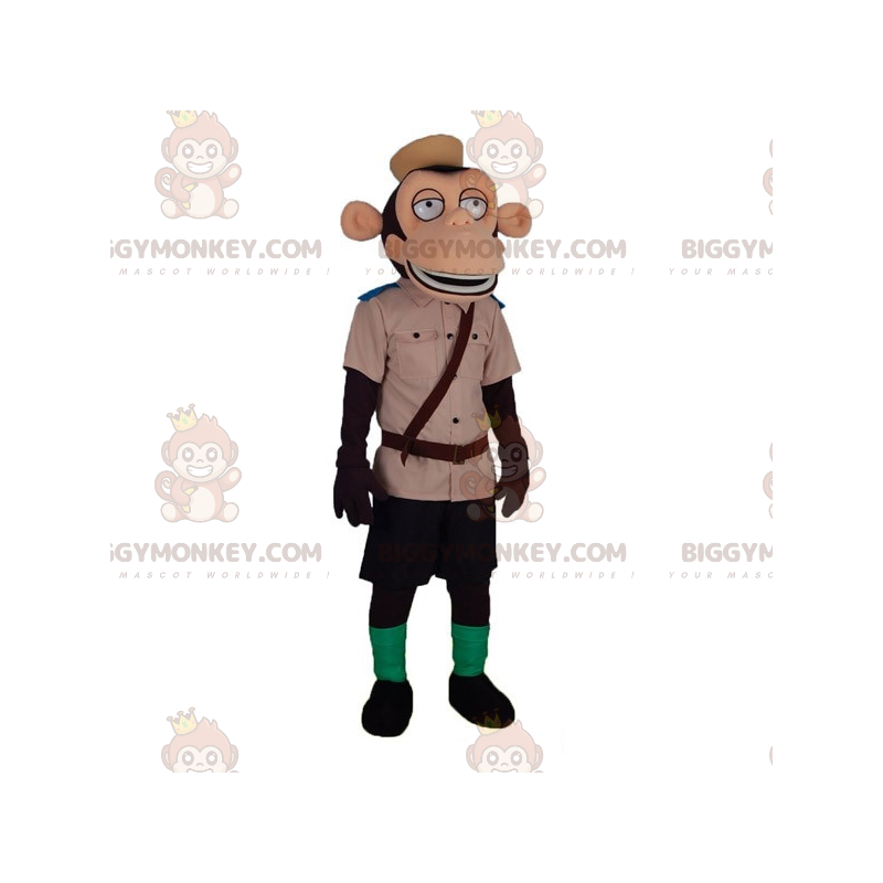 Traje de mascota mono BIGGYMONKEY™ con atuendo de explorador