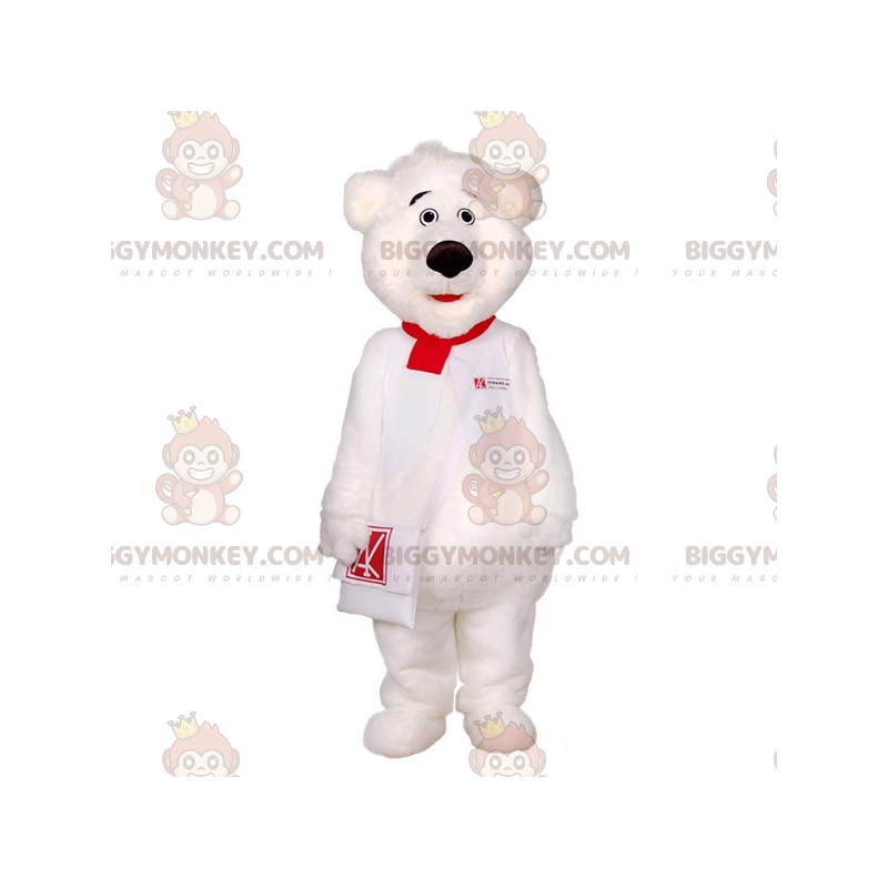 Disfraz de mascota de peluche blanco BIGGYMONKEY™ con monedero