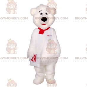 Hvid Teddy BIGGYMONKEY™ maskotkostume med pung - Biggymonkey.com