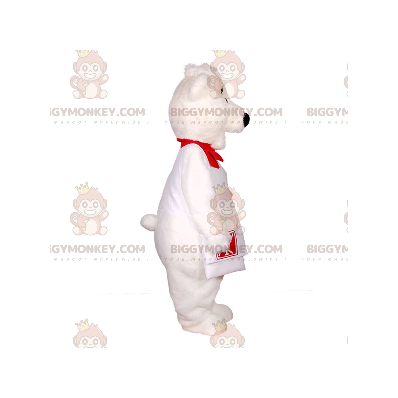 Costume de mascotte BIGGYMONKEY™ de la vache Milka blanche et
