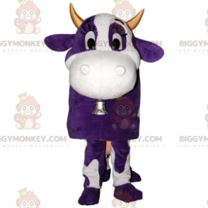 Kostium maskotki BIGGYMONKEY™ słynnej biało-fioletowej krowy