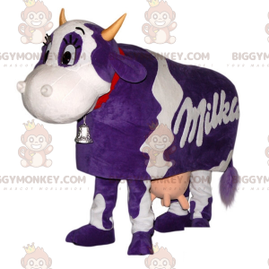 Kostium maskotki BIGGYMONKEY™ słynnej biało-fioletowej krowy