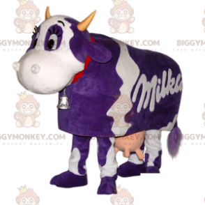 BIGGYMONKEY™ mascottekostuum van de beroemde wit-paarse Milka