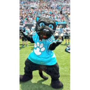 Costume da mascotte grande gatto nero e blu BIGGYMONKEY™ -