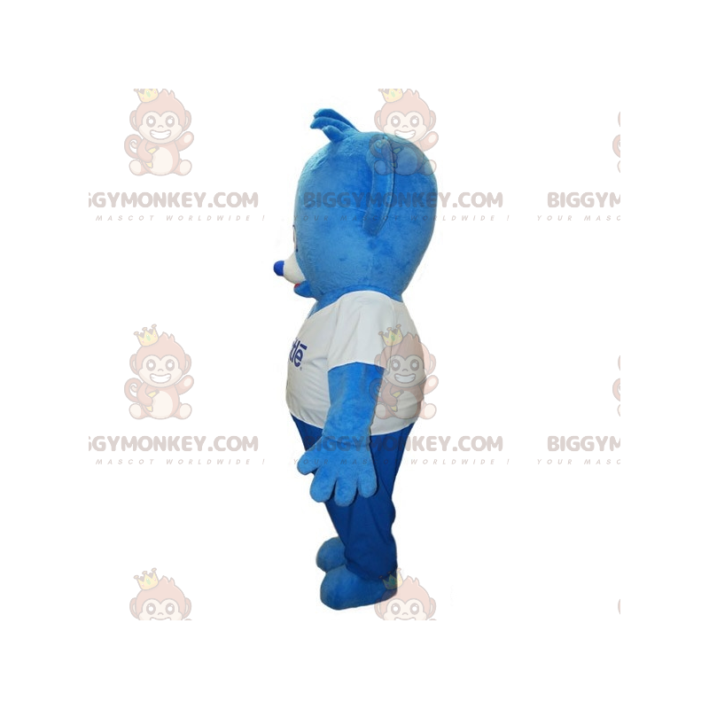 Blau-weißer Teddybär BIGGYMONKEY™ Maskottchen-Kostüm.