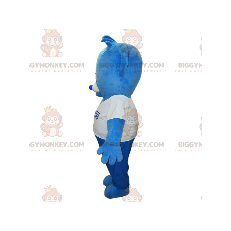 Kostým maskota modrobílého medvídka BIGGYMONKEY™. Nestlé medvěd