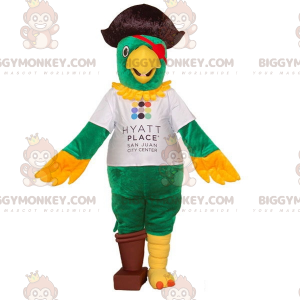 Kostým maskota BIGGYMONKEY™ papouška oblečeného jako pirát.
