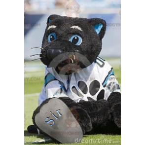 Costume da mascotte grande gatto nero e blu BIGGYMONKEY™ -