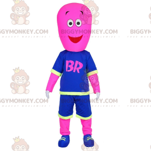 Ροζ Άνδρας BIGGYMONKEY™ μασκότ στολή ντυμένος με στολή μπάσκετ