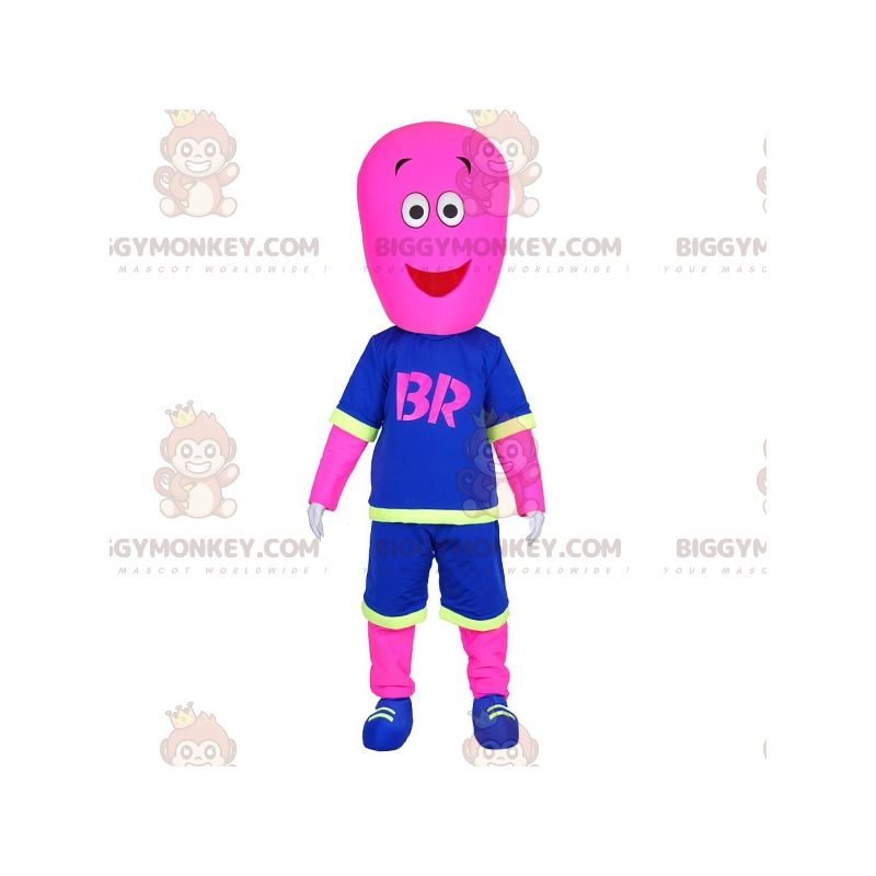 Pink Man BIGGYMONKEY™ maskotdräkt klädd i basketdräkt -