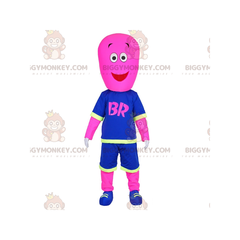 Pink Man BIGGYMONKEY™ maskotkostume klædt i basketballdragt -