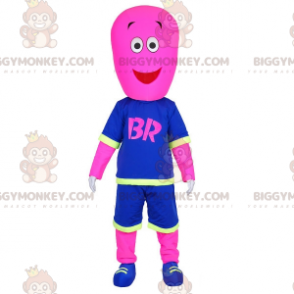 Kostým růžového muže s maskotem BIGGYMONKEY™ v basketbalovém
