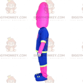 Kostým růžového muže s maskotem BIGGYMONKEY™ v basketbalovém