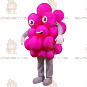 Fantasia de mascote BIGGYMONKEY™ de uvas cor-de-rosa. Traje de