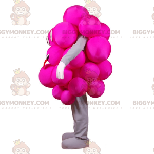 Costume de mascotte BIGGYMONKEY™ de grappe de raisin rose.