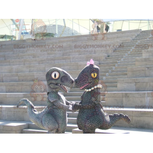 2 mascote de dinossauro casal manchado de chita BIGGYMONKEY™s –