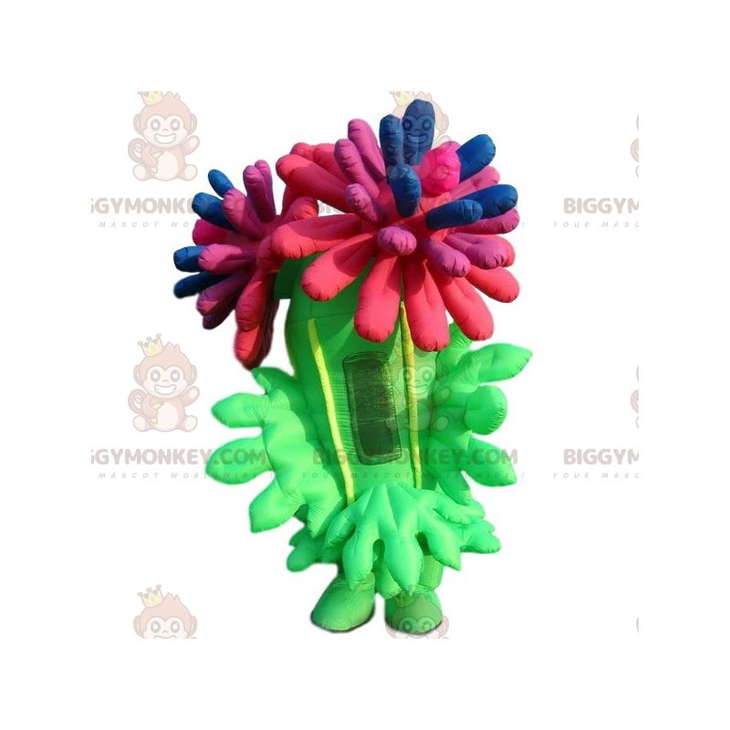 Uppblåsbar blomma BIGGYMONKEY™ maskotdräkt. jätte färgglad