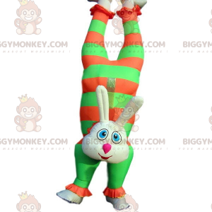 Färgglad Circus Bunny Uppblåsbar BIGGYMONKEY™ maskotdräkt med