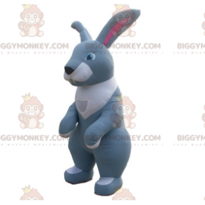 Kæmpe grå og hvid oppustelig kanin BIGGYMONKEY™ maskotkostume -