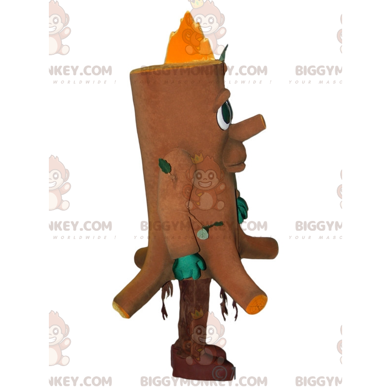 Sad looking giant tree trunk BIGGYMONKEY™ mascot costume. Tree