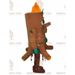 Sad looking giant tree trunk BIGGYMONKEY™ mascot costume. Tree