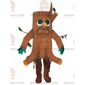 Smutně vypadající obří kmen stromu kostým maskota BIGGYMONKEY™.