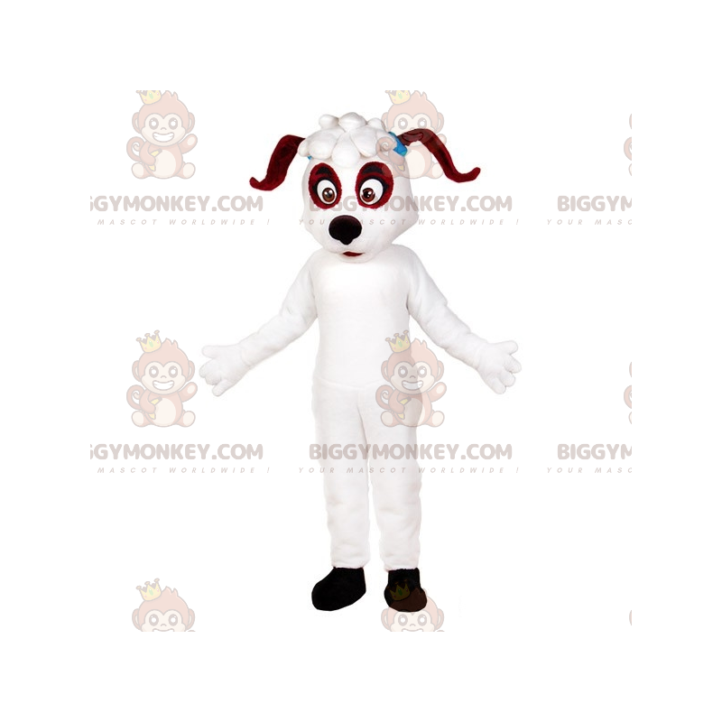Traje de mascote BIGGYMONKEY™ para cachorro branco e marrom.