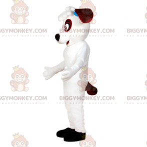 Valkoinen ja ruskea koiran BIGGYMONKEY™ maskottiasu. koiran