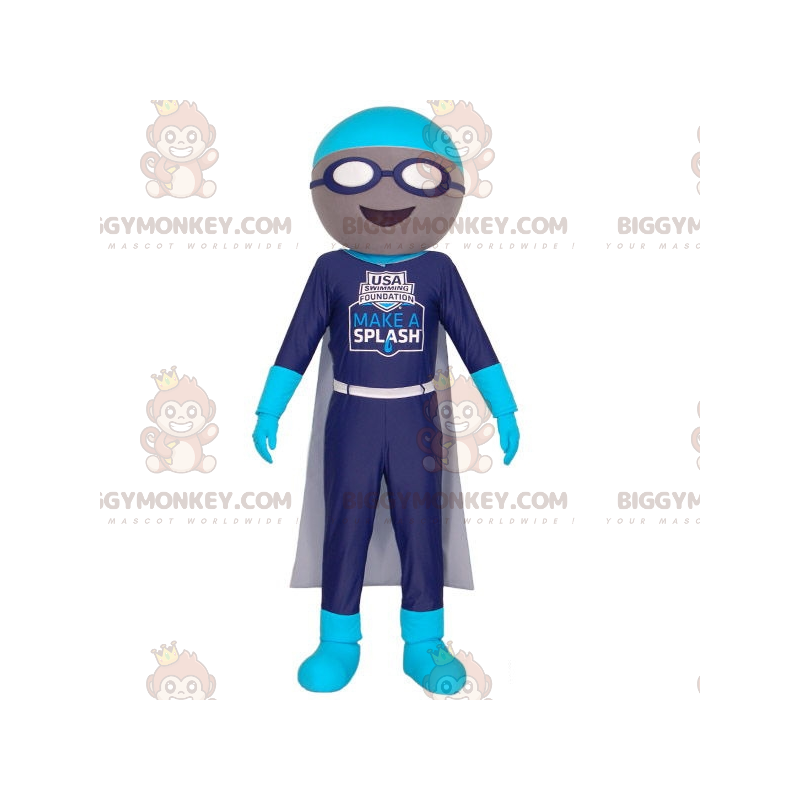 Swimmer BIGGYMONKEY™ Mascot Costume with Goggles and Cape –