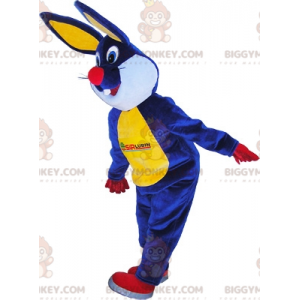 Costume da mascotte BIGGYMONKEY™ coniglio blu giallo rosso e